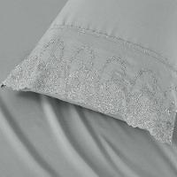 Jogo Lençol Queen Jade Bordado Inglês 4pç 100% Poliéster - Cinza - 3