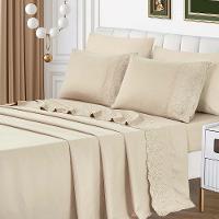 Jogo Lençol Queen Jade Bordado Inglês 4pç 100% Poliéster - Perol