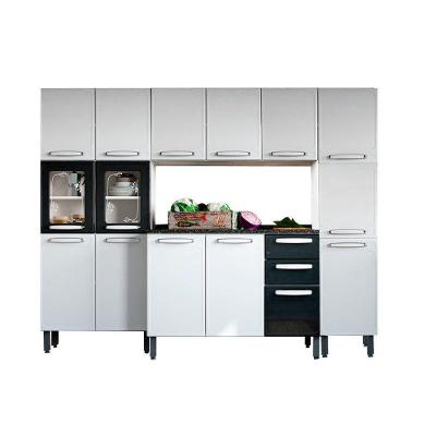Kit de Cozinha Completa 4 Peças Evidence 14 Portas 4 Gavetas Aço 120cm Branco Preto