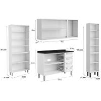 Kit de Cozinha Completa 4 Peças Evidence  (1 Armário + 1 Balcão + 2 Paneleiros) C4P53 Branco/Preto - Bertolini