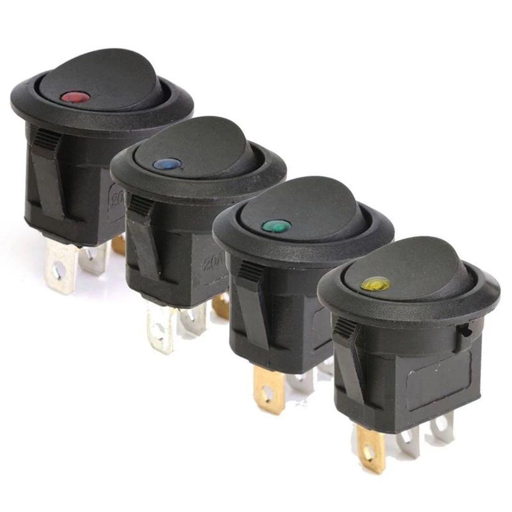 1 Botão Auxiliar Interruptor Led Azul On E Off 3 Terminais 12v - 3