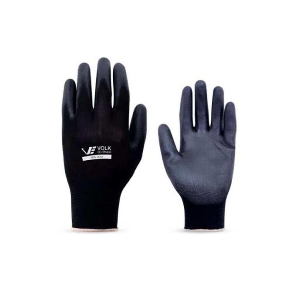 Luva Algodão Revestimento Pu Preta Nº10 Volk Brasil Trabalho Precisão Indústria Automotiv Eletrônica - 1