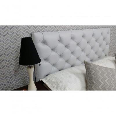 Cabeceira Solteiro 88 - Bello Box - Estilo Capitonê Tecido Sintético Branco Sem Strass