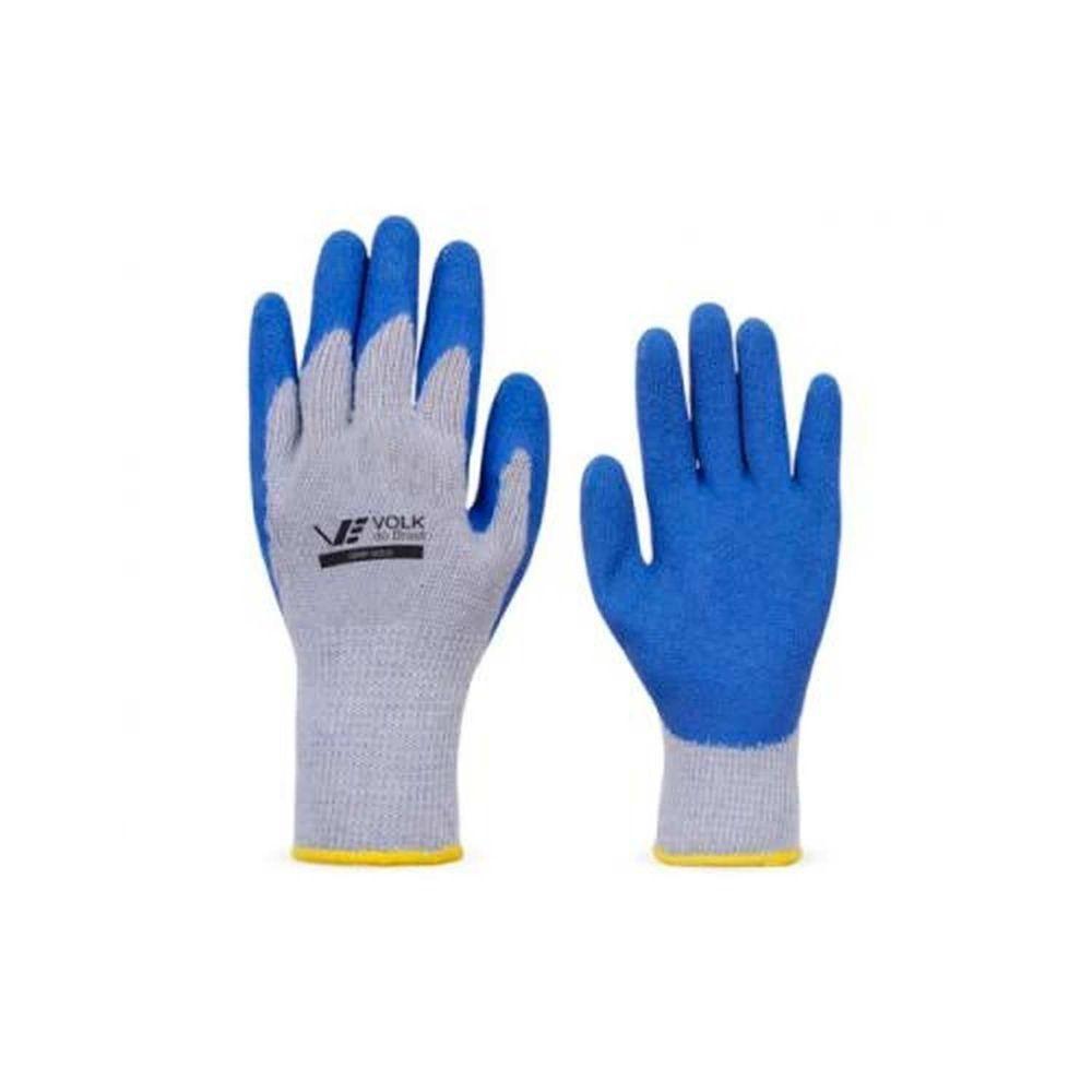 Luva De Segurança Em Algodão Com Látex Azul Tamanho 10 - Proteção Para Trabalhos Leves E Médios - 1