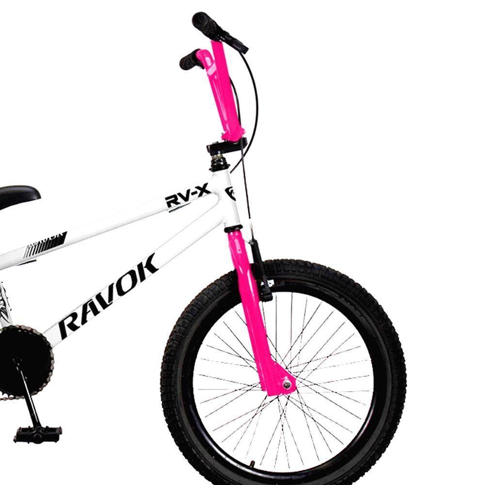 Bicicleta Aro 20 Bmx Rv-x Aero Freio V-brake Infantil Branco Rosa - 2