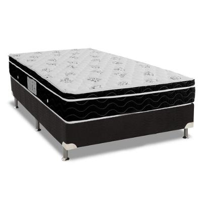 Cama Box Casal: Colchão Molas Ortobom Nanolastic Physical Spring + Base CRC Suede Black(138x188)