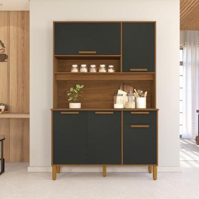 Armário De Cozinha Compacta Fidelitá Grécia 120cm 5 Portas 1 Gaveta Com Tampo E Fundo Freijó/chumbo