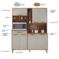 Armário De Cozinha Compacta Fidelitá Amsterdã 160cm 7 Portas 1 Gaveta Com Tampo E Fundo Freijó/off-white - 5
