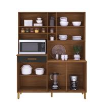 Armário De Cozinha Compacta Fidelitá Amsterdã 160cm 7 Portas 1 Gaveta Com Tampo E Fundo Freijó/chumbo - 3