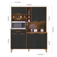Armário De Cozinha Compacta Fidelitá Amsterdã 160cm 7 Portas 1 Gaveta Com Tampo E Fundo Freijó/chumbo