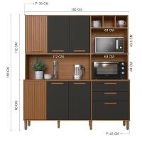 Armário De Cozinha Compacta Fidelitá Barcelona 180cm 7 Portas 2 Gaveta Com Tampo E Fundo Freijó/chumbo - 5