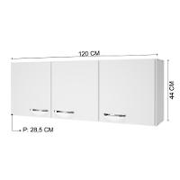 Armário Aéreo Modulado Fidelitá Suiça 120cm 3 Portas Branco