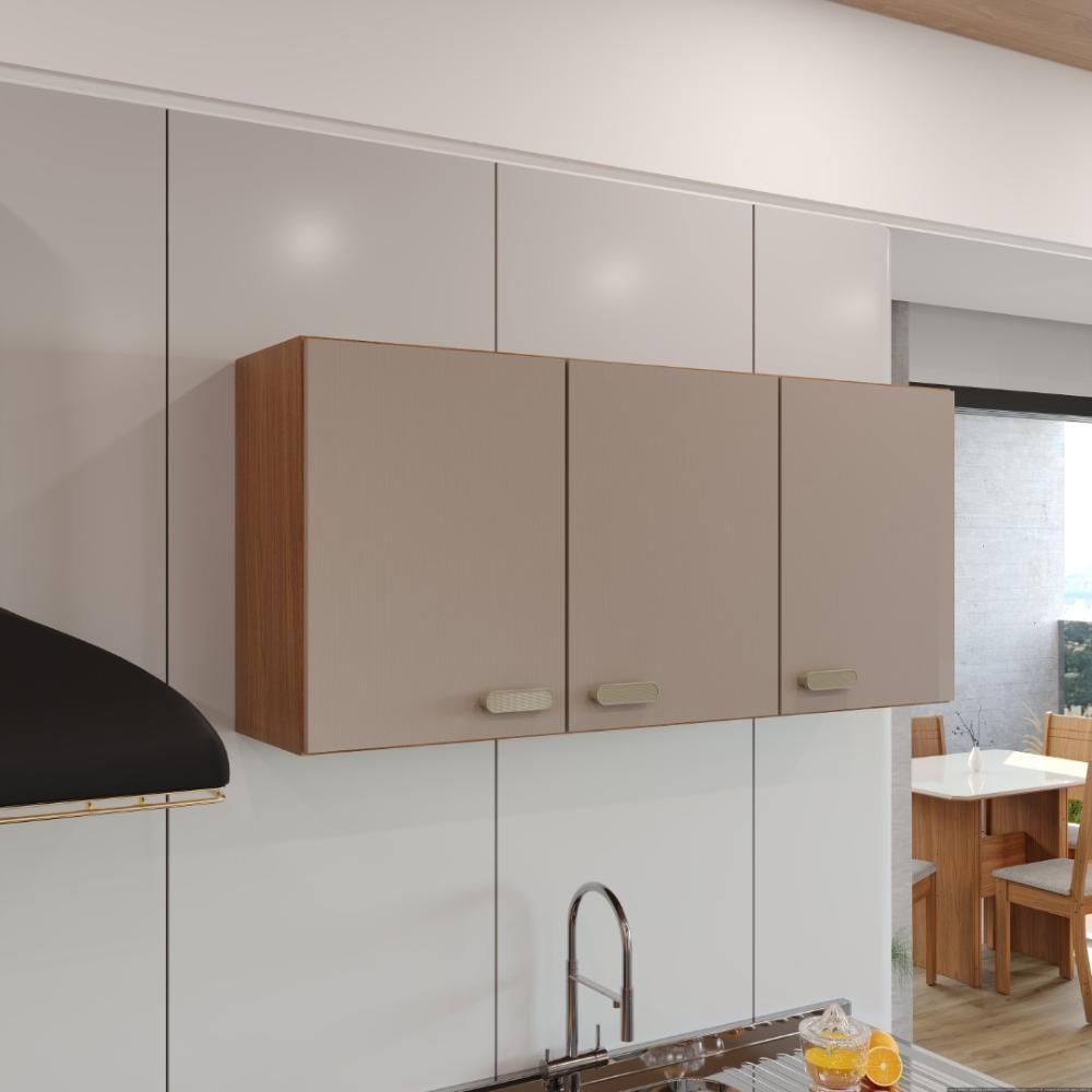 Armário Aéreo Modulado Fidelitá Mariana 120cm 3 Portas Freijó/camurça - 1