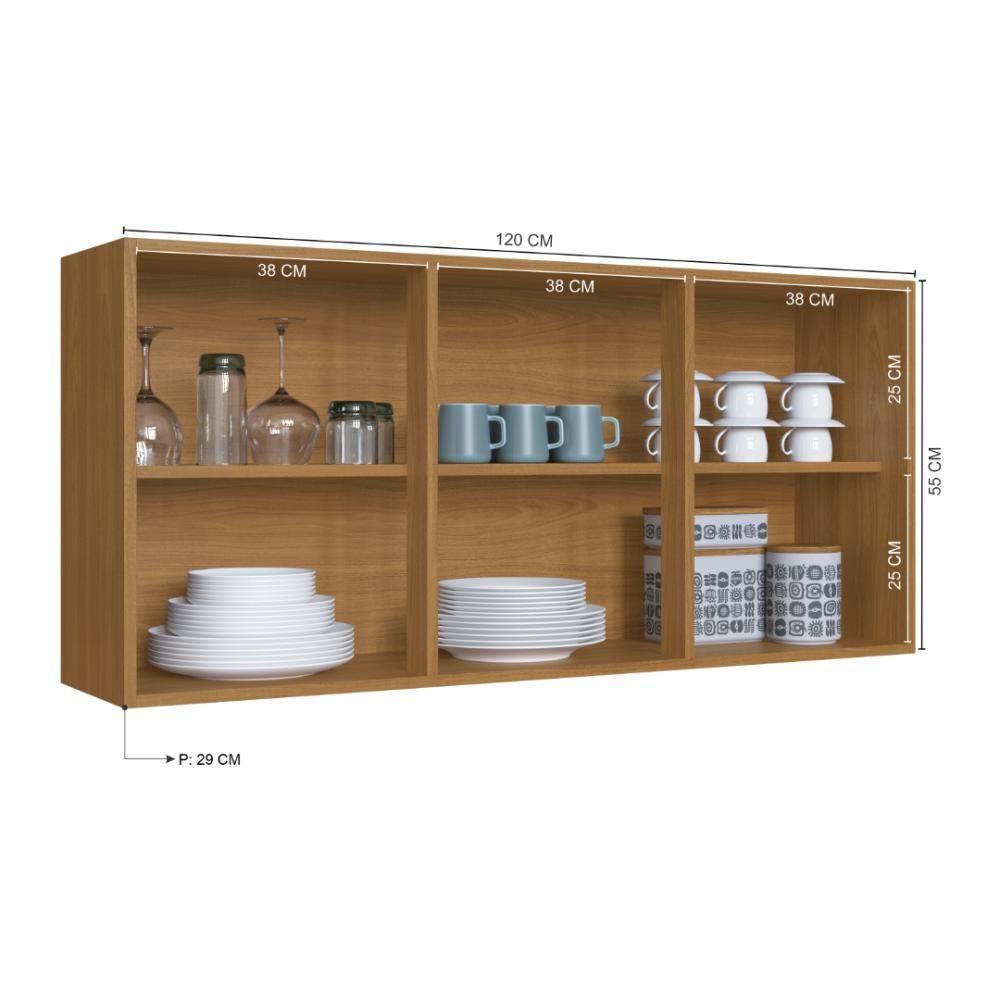 Armário Aéreo Modulado Fidelitá Mariana 120cm 3 Portas Freijó/camurça - 4