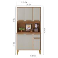 Armário De Cozinha Compacta Fidelitá Bari 90cm 6 Portas 1 Gaveta Com Tampo E Fundo Freijó/off-white