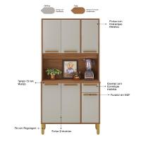 Armário De Cozinha Compacta Fidelitá Bari 90cm 6 Portas 1 Gaveta Com Tampo E Fundo Freijó/off-white - 5