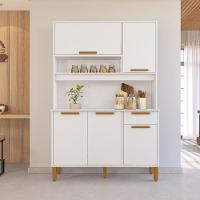 Armário De Cozinha Compacta Fidelitá Grécia 120cm 5 Portas 1 Gaveta Com Tampo E Fundo Branco - 1