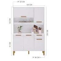 Armário De Cozinha Compacta Fidelitá Grécia 120cm 5 Portas 1 Gaveta Com Tampo E Fundo Branco