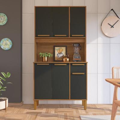 Armário De Cozinha Compacta Fidelitá Bari 90cm 6 Portas 1 Gaveta Com Tampo E Fundo Freijó/chumbo