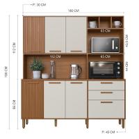 Armário De Cozinha Compacta Fidelitá Barcelona 180cm 7 Portas 2 Gaveta Com Tampo E Fundo Freijó/off-white - 5