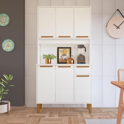Armário De Cozinha Compacta Fidelitá Bari 90cm 6 Portas 1 Gaveta Com Tampo E Fundo Branco