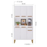Armário De Cozinha Compacta Fidelitá Bari 90cm 6 Portas 1 Gaveta Com Tampo E Fundo Branco