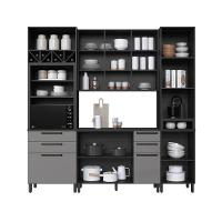 Cozinha Modulada Compacta Fidelitá Mônaco 4 Peças 240cm 10 Portas 4 Gavetas Com Tampo Chumbo/titânio - 2