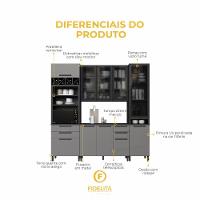 Cozinha Modulada Compacta Fidelitá Mônaco 4 Peças 240cm 10 Portas 4 Gavetas Com Tampo Chumbo/titânio - 5