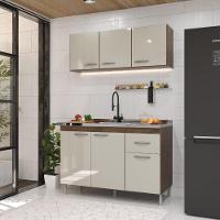 Cozinha Modulada Compacta Fidelitá Suiça 2 Peças 6 Portas 1 Gaveta Sem Tampo Noce/off-white - 1