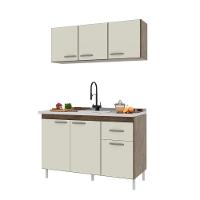 Cozinha Modulada Compacta Fidelitá Suiça 2 Peças 6 Portas 1 Gaveta Sem Tampo Noce/off-white - 3