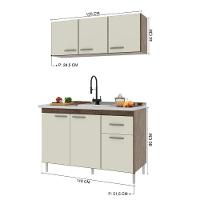 Cozinha Modulada Compacta Fidelitá Suiça 2 Peças 6 Portas 1 Gaveta Sem Tampo Noce/off-white - 5