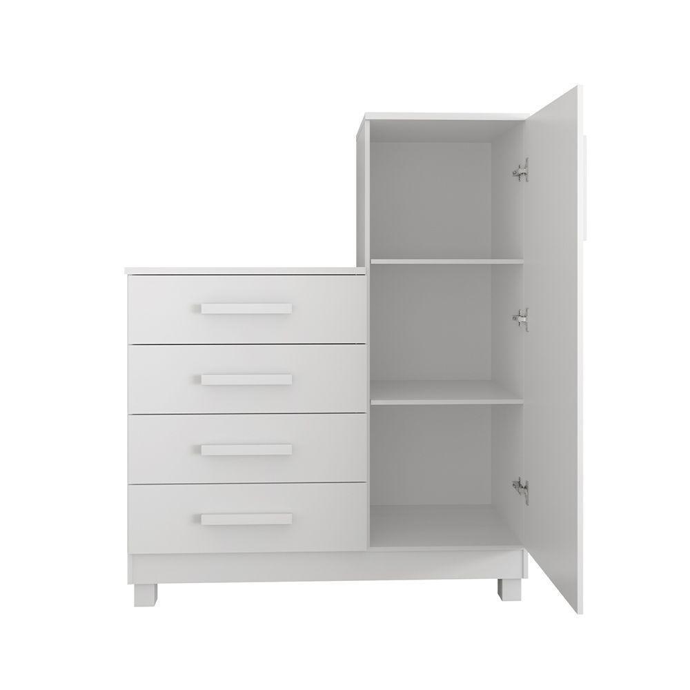 Comoda Branca Quarto Casal Sapateira Grande Com 4 Gavetas Reforçadas Versátil - 5