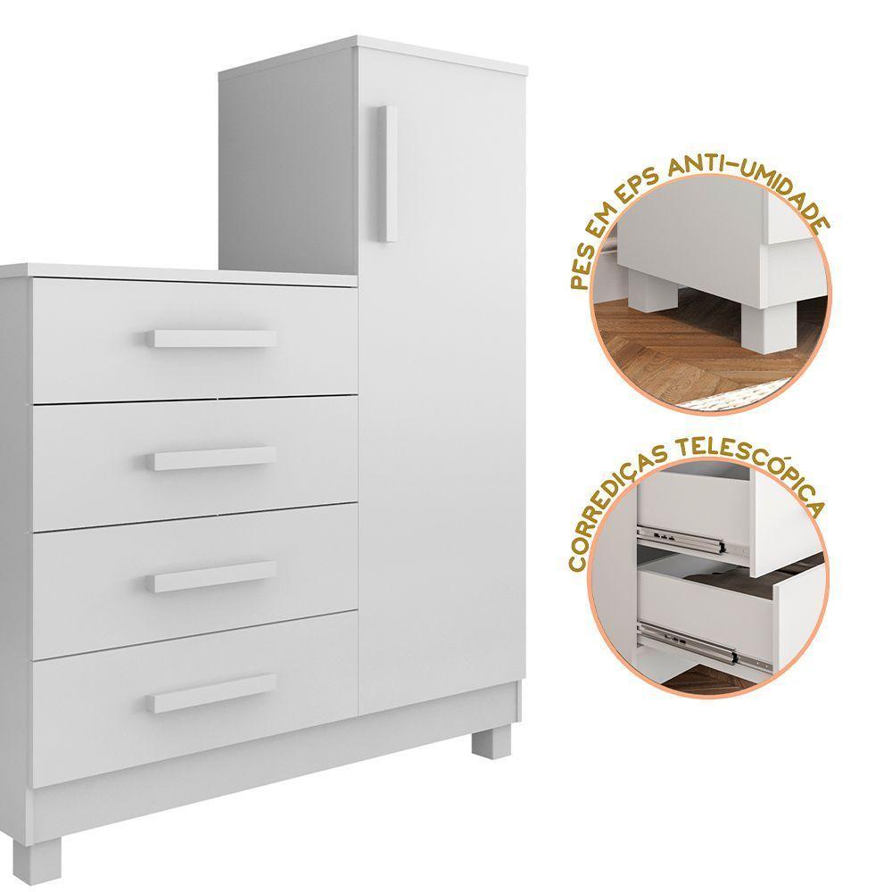 Comoda Branca Quarto Casal Sapateira Grande Com 4 Gavetas Reforçadas Versátil - 6