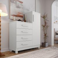 Comoda Branca Quarto Casal Sapateira Grande Com 4 Gavetas Reforçadas Versátil - 1