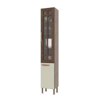 Paneleiro Simples Modulado Com Vidro Fidelitá Lisboa 35cm 2 Portas Noce/off-white - 1