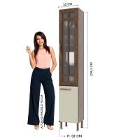 Paneleiro Simples Modulado Com Vidro Fidelitá Lisboa 35cm 2 Portas Noce/off-white - 4