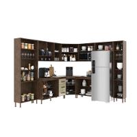 Cozinha Modulada Completa Fidelitá Lisboa 9 Peças 515cm 20 Portas 3 Gavetas Com Tampo Noce/off-white - 2