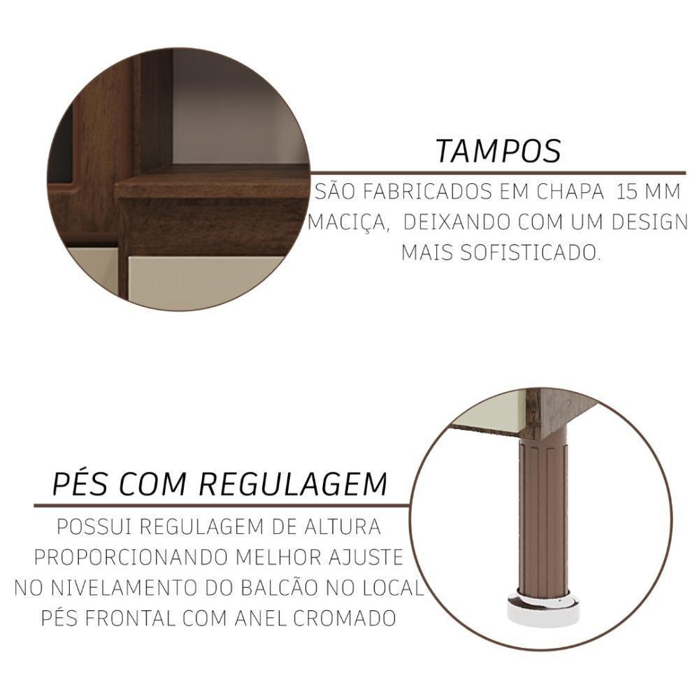 Cozinha Modulada Completa Fidelitá Lisboa 7 Peças 410cm 16 Portas 3 Gavetas Com Tampo Noce/off-white - 6