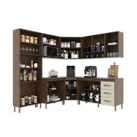 Cozinha Modulada Completa Fidelitá Lisboa 7 Peças 410cm 16 Portas 3 Gavetas Com Tampo Noce/off-white - 2