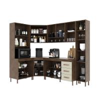 Cozinha Modulada Completa Fidelitá Lisboa 6 Peças 375cm 14 Portas 3 Gavetas Com Tampo Noce/off-white - 2