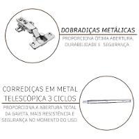 Cozinha Modulada Completa Fidelitá Lisboa 6 Peças 375cm 14 Portas 3 Gavetas Com Tampo Noce/off-white - 7
