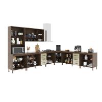 Cozinha Modulada Completa Fidelitá Lisboa 7 Peças 600cm 16 Portas 6 Gavetas Com Tampo Noce/off-white - 1