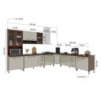 Cozinha Modulada Completa Fidelitá Lisboa 7 Peças 600cm 16 Portas 6 Gavetas Com Tampo Noce/off-white - 3