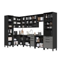 Cozinha Modulada Completa Fidelitá Mônaco 10 Peças 529cm 17 Portas 4 Gavetas Sem Tampo Chumbo/titânio - 2