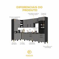 Cozinha Modulada Completa Fidelitá Mônaco 10 Peças 529cm 17 Portas 4 Gavetas Sem Tampo Chumbo/titânio - 5