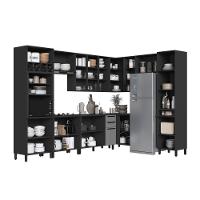 Cozinha Modulada Completa Fidelitá Mônaco 9 Peças 549cm 17 Portas 2 Gavetas Com Tampo Chumbo/titânio - 2
