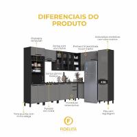 Cozinha Modulada Completa Fidelitá Mônaco 9 Peças 549cm 17 Portas 2 Gavetas Com Tampo Chumbo/titânio - 5