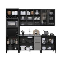 Cozinha Modulada Completa Fidelitá Mônaco 5 Peças 270cm 13 Portas 2 Gavetas Sem Tampo Chumbo/titânio - 2