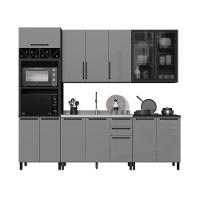 Cozinha Modulada Completa Fidelitá Mônaco 5 Peças 270cm 13 Portas 2 Gavetas Sem Tampo Chumbo/titânio - 3