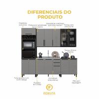 Cozinha Modulada Completa Fidelitá Mônaco 5 Peças 270cm 13 Portas 2 Gavetas Sem Tampo Chumbo/titânio - 5